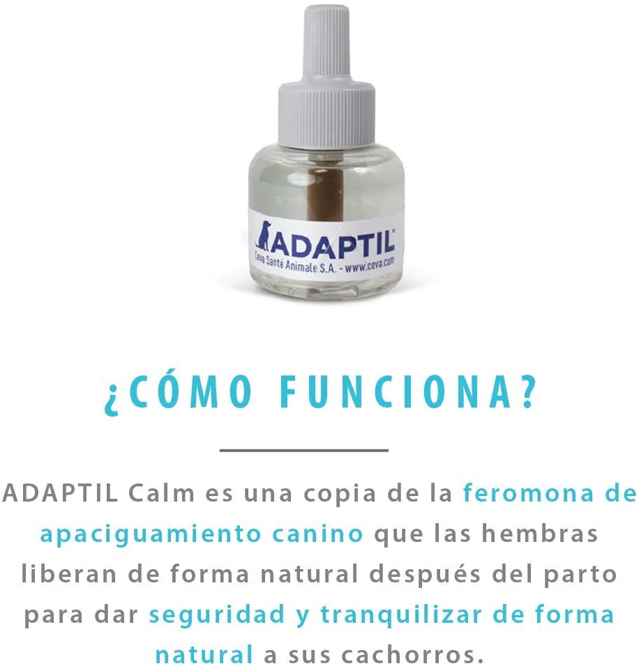  ADAPTIL Calm - Antiestrés para perros - Solo en casa, Miedos, Ruidos fuertes, Adopción - Recambio 48ml 