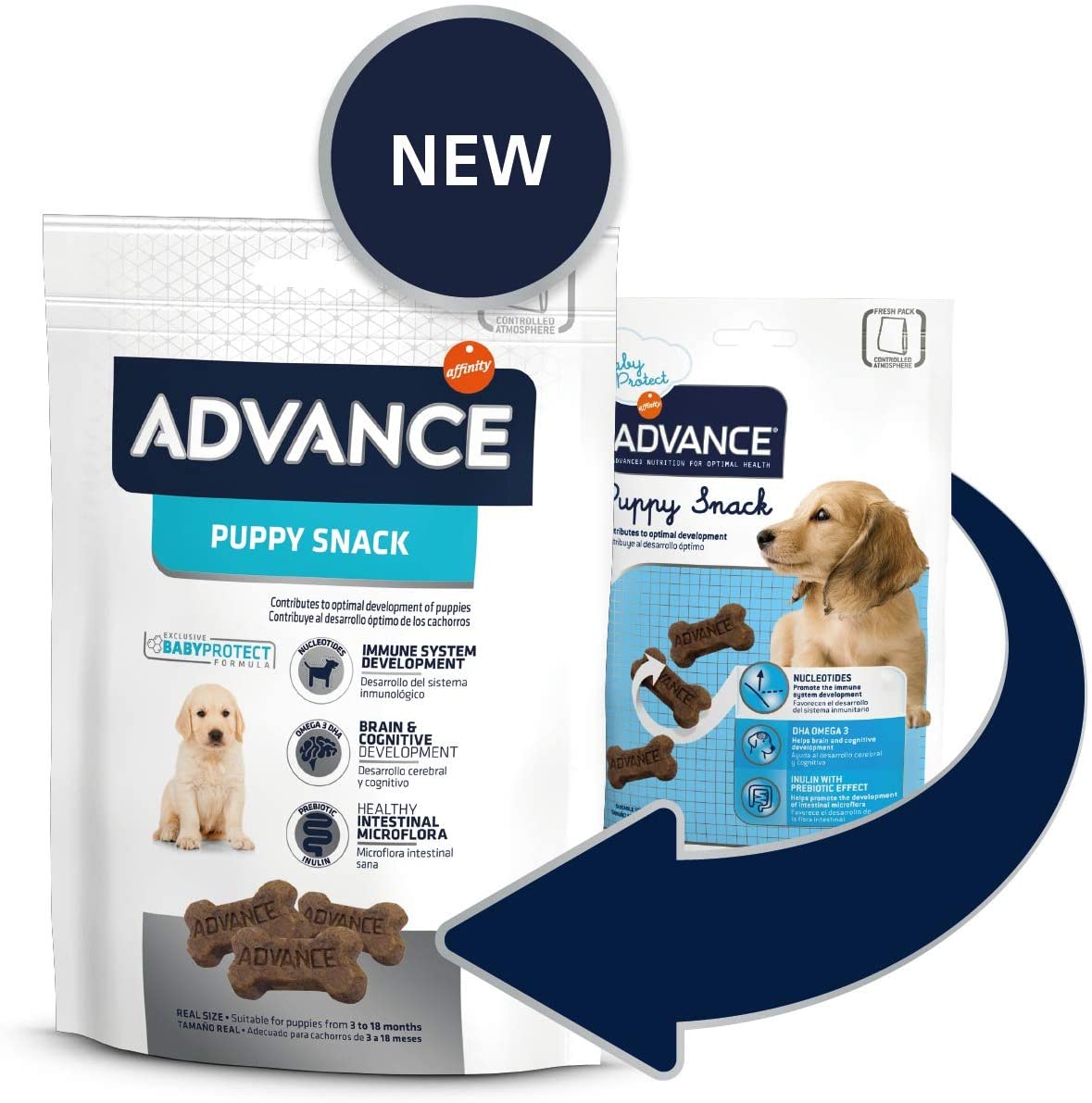  Advance Snacks Para Perro Puppy - Paquete de 7 x 150 gr - Total 1050 gr 