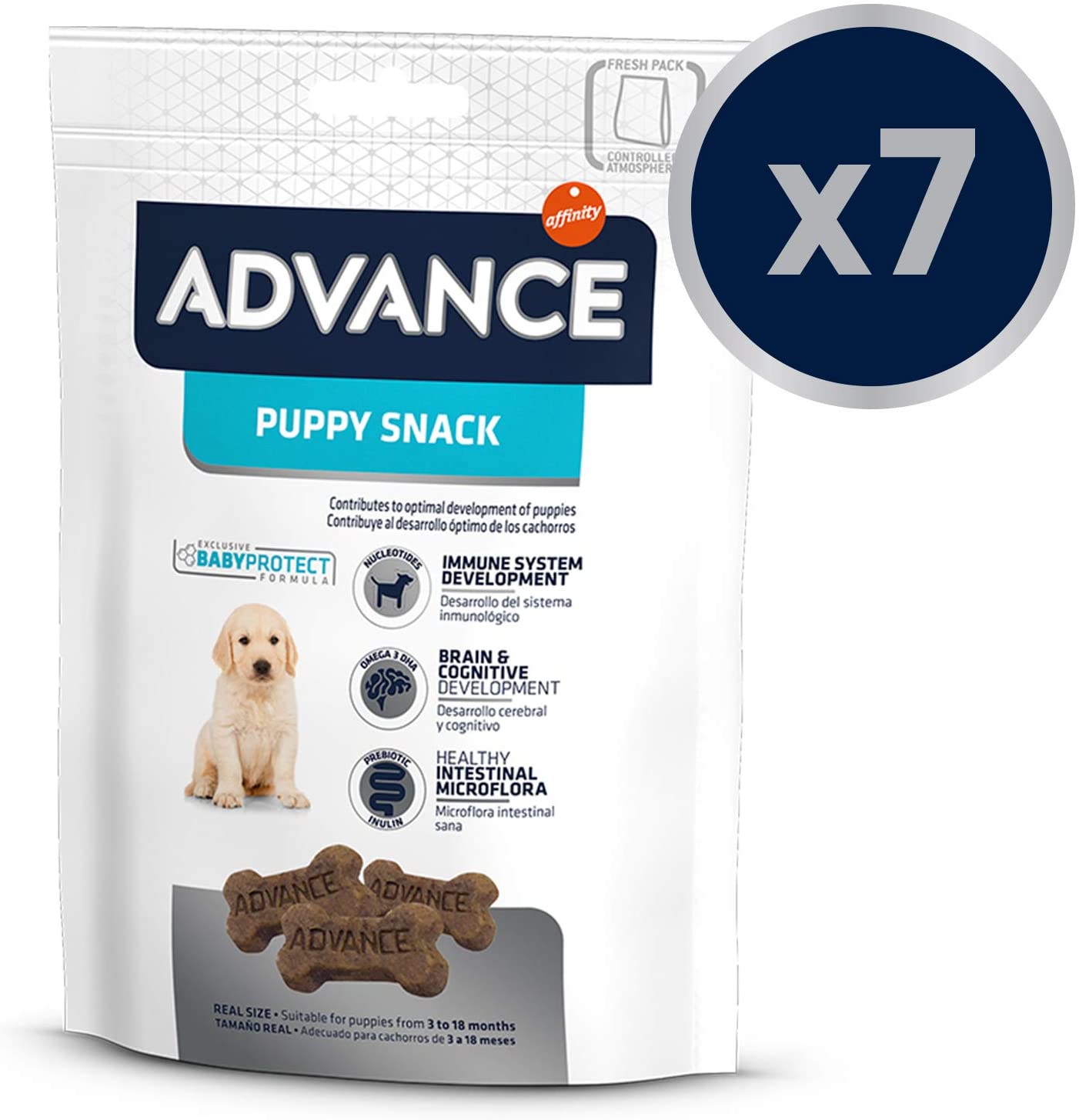  Advance Snacks Para Perro Puppy - Paquete de 7 x 150 gr - Total 1050 gr 