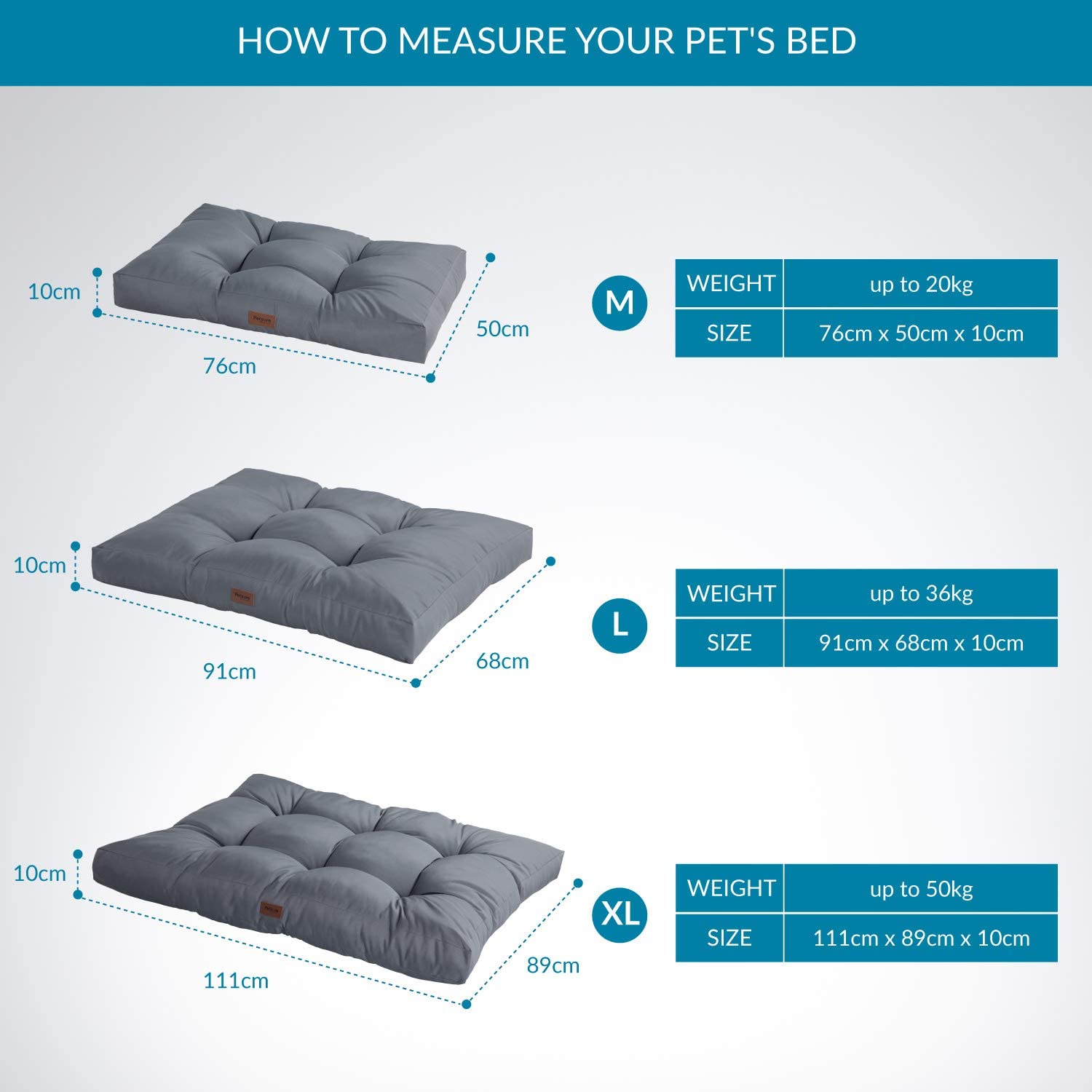  Bedsure Cama para Perro Grande Impermeable L - Colchón Perro Lavable Suave - 91x68x10 cm,Gris,L 