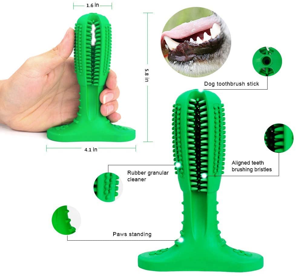  Bogeer Cepillo de Dientes para Perros Dog Brushing Stick Limpieza de higiene Dental Cuidado Oral para Mascotas Juguete para Masticar Regalo de Amante de los Animales no tóxica verde 