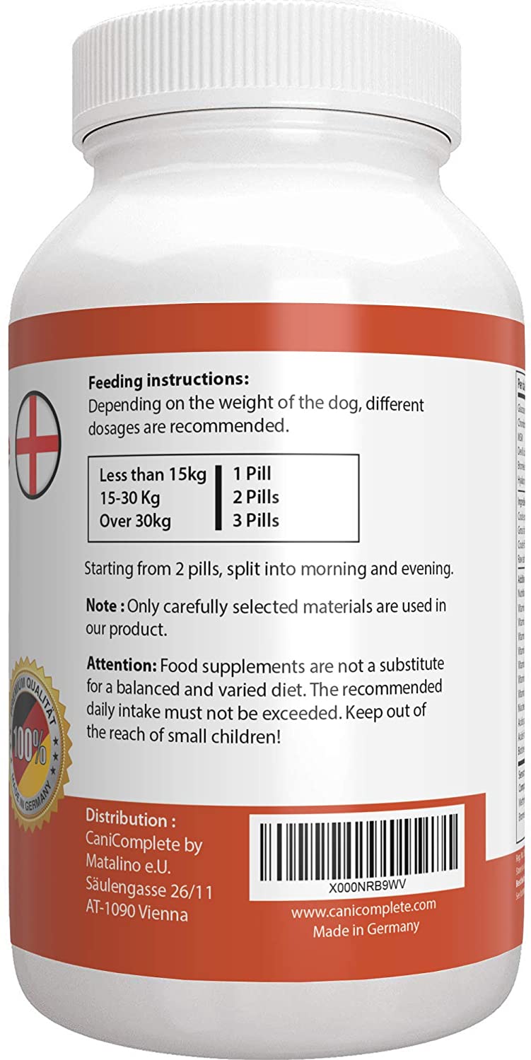  CaniComplete Plus – Condroprotector perros - Vitaminas para Perros: Garra del Diablo, MSM, Condroitina para perros, Glucosamina, Colágeno para Perros, Vitamina B, etc 