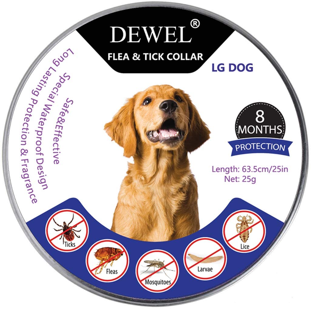  Dewel Collar Antiparasitos Perros/Gatos Contra Pulgas,Garrapatas y Mosquitos,Tamaño Ajustable e Impermeable para Mascota Pequeño Mediano Grandes 