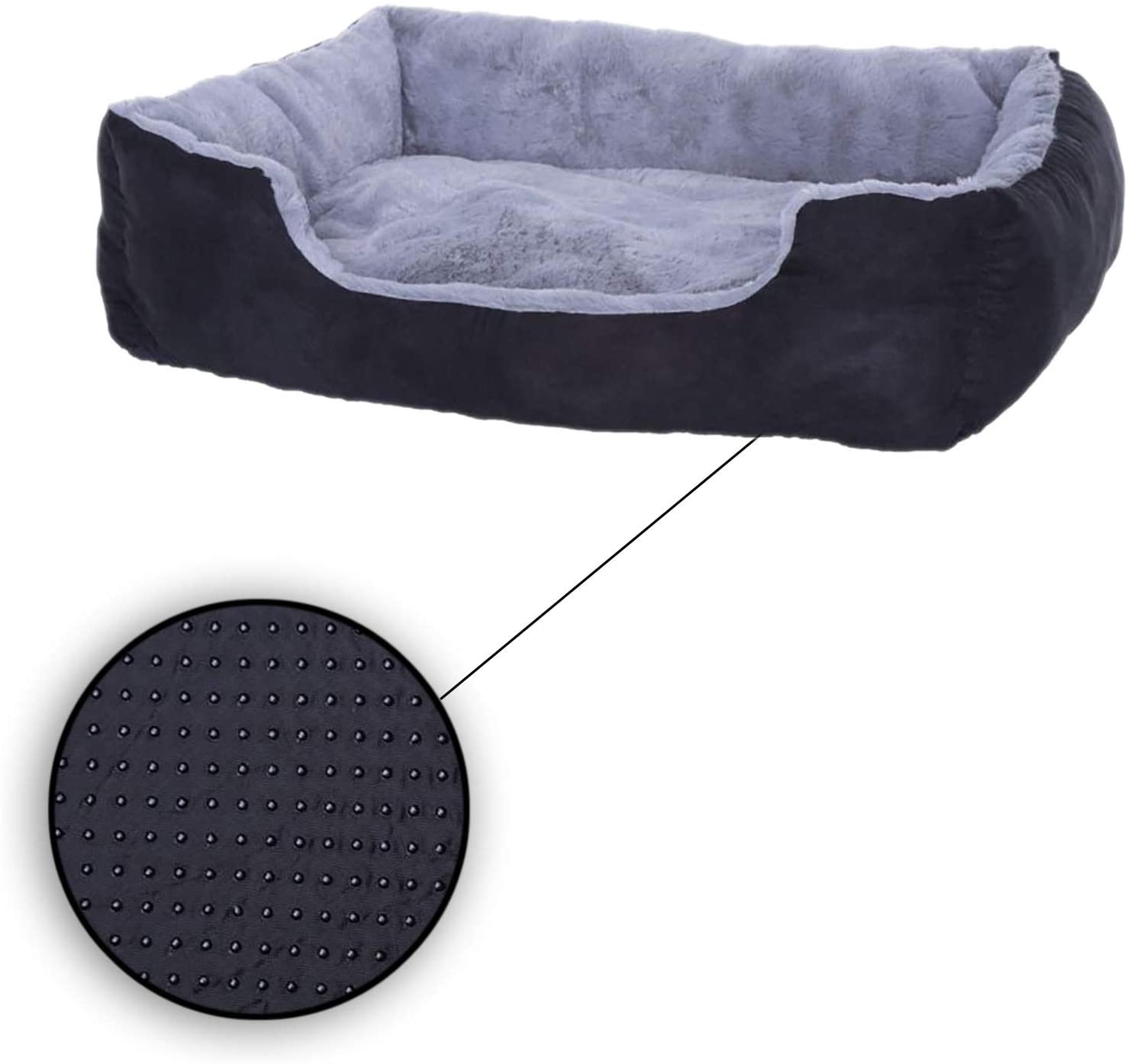  Dibea Cama Perros Cojín Perros Cesta Perros con Cojín Tamaño L Gris/Negro 1 Unidad 900 g 