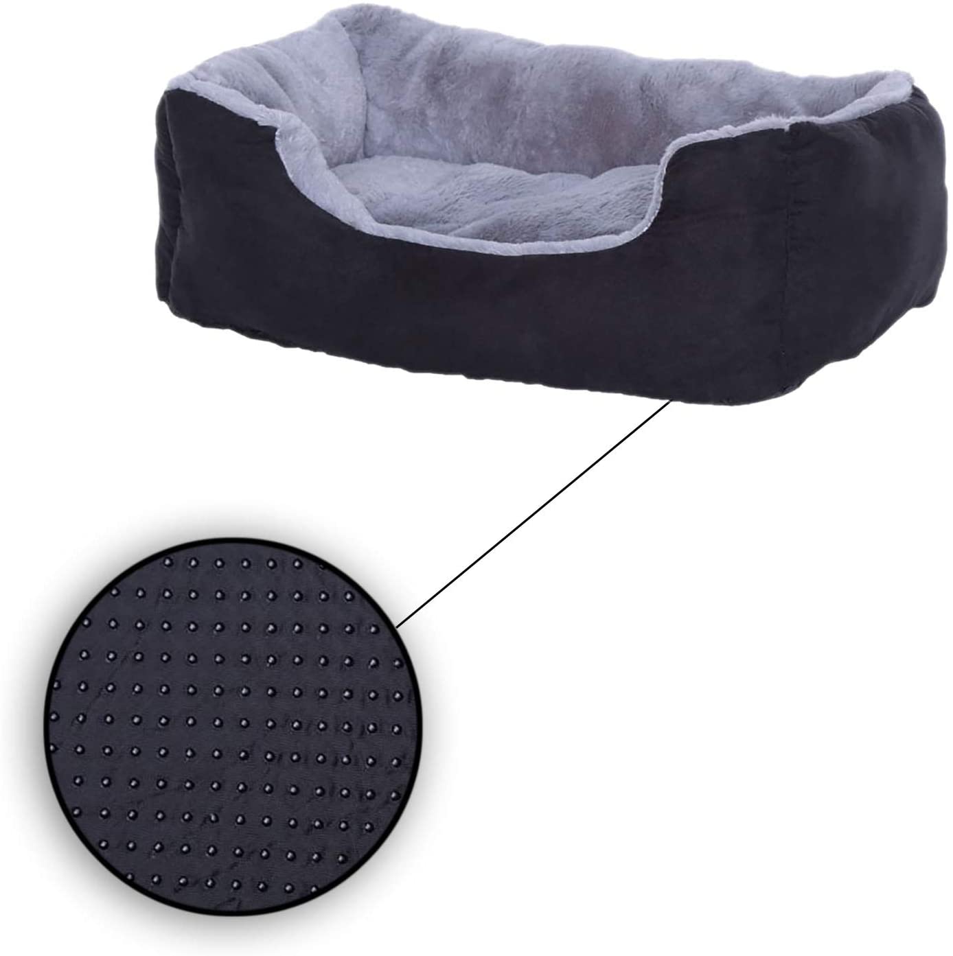  Dibea Cama Perros Cojín Perros Cesta Perros con Cojín Tamaño M Gris/Negro 1 Unidad 650 g 