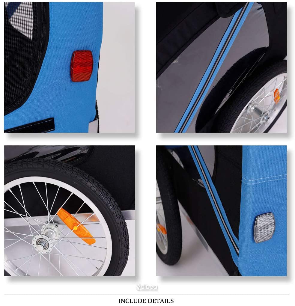  Dibea pt10756 Perros – Remolque para Bicicleta con Acoplamiento y Seguridad Correas, 2 Colores, Azul/Negro 