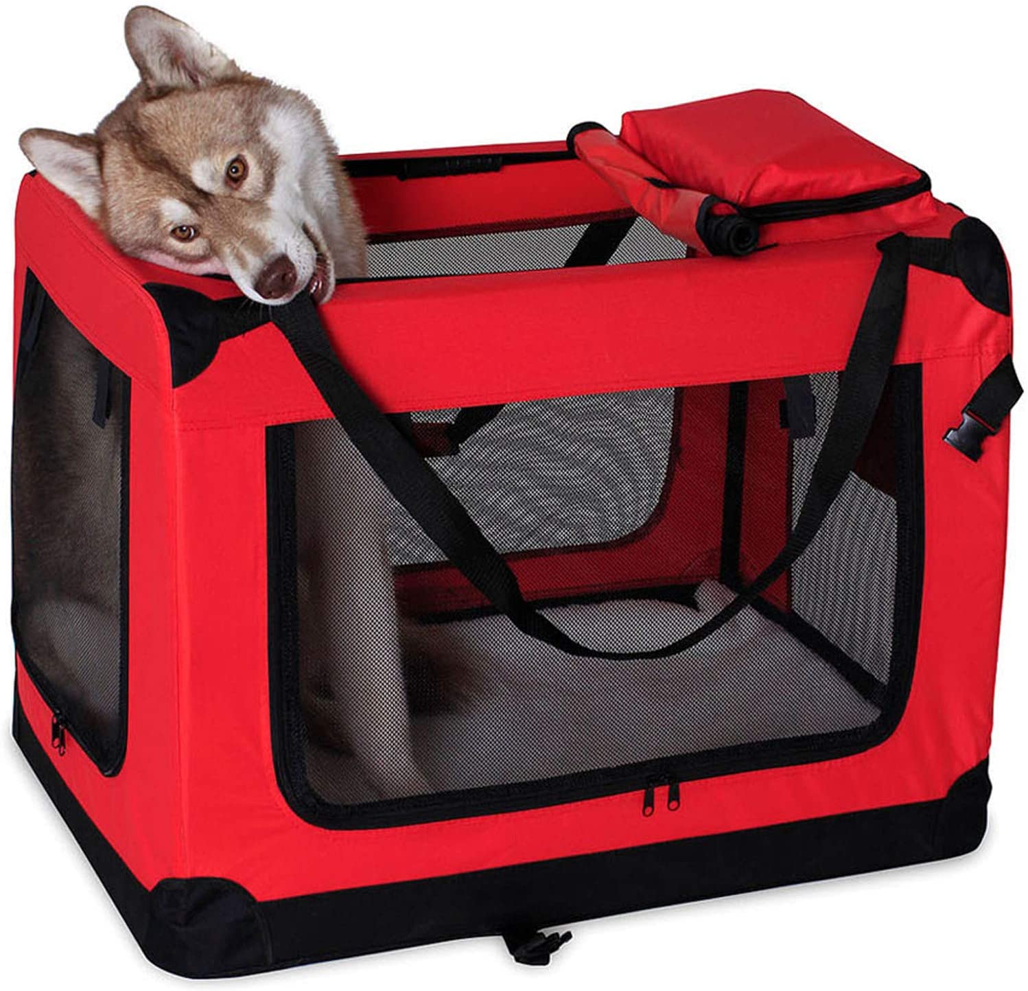  dibea TB10053 Bolsa de Transporte para Perros y Gatos, Rojo, (XL) 82x58x58 cm 