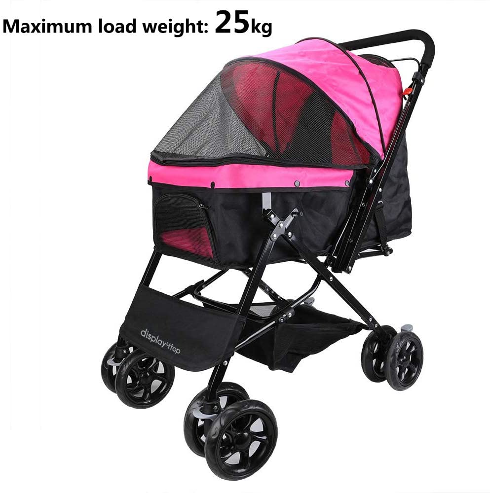  Display4top Pink Pet Travel Stroller, Carro de Cuatro Ruedas Plegable, suspensión, conmutación, Carrito para Perros y Gatos, artículos de Viaje Grandes, artículos de Viaje, artículos de Viaje 