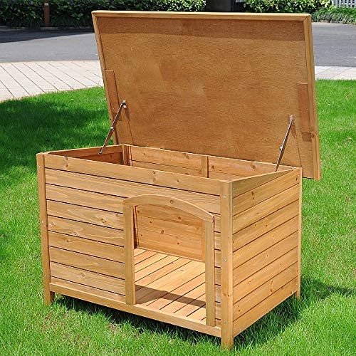  EUGAD Caseta de Madera Maciza para Perro Jaula Casa para Perro Gatos Conejo Cobaya Casa para Impermeable 103x71x66 cm 0036HT 