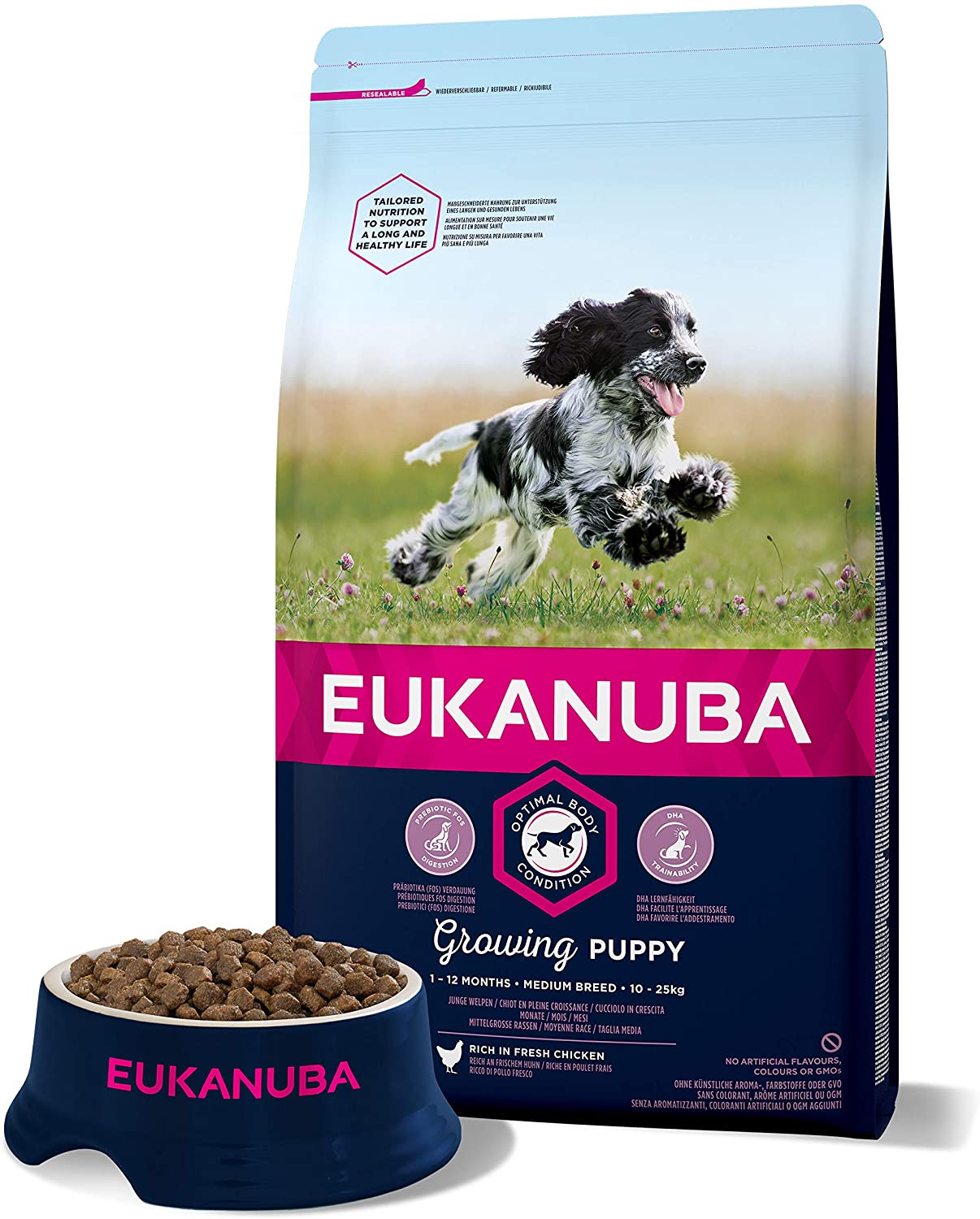  EUKANUBA Cachorro de Raza Mediana en Crecimiento rico en pollo fresco [3 kg] 