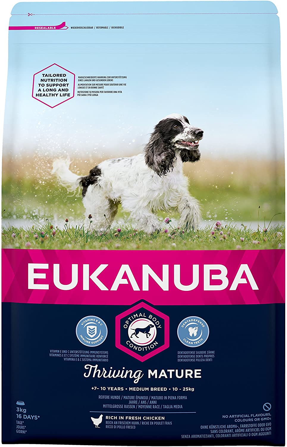  EUKANUBA Edad avanzada Próspero Raza Mediana rico en pollo fresco [3 kg] 