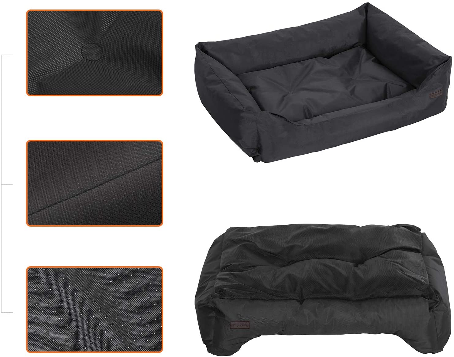  FEANDREA XXL Cama Ortopédica para Perros, Cómoda Cuna para Mascotas, Rectangular, Tamaño Grande,120 x 85cm, Negro PGW30H 