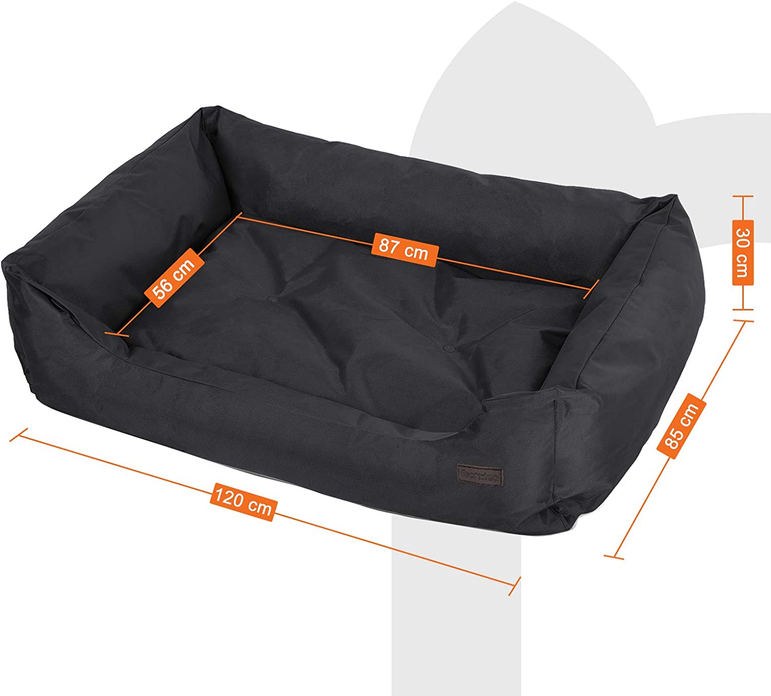  FEANDREA XXL Cama Ortopédica para Perros, Cómoda Cuna para Mascotas, Rectangular, Tamaño Grande,120 x 85cm, Negro PGW30H 