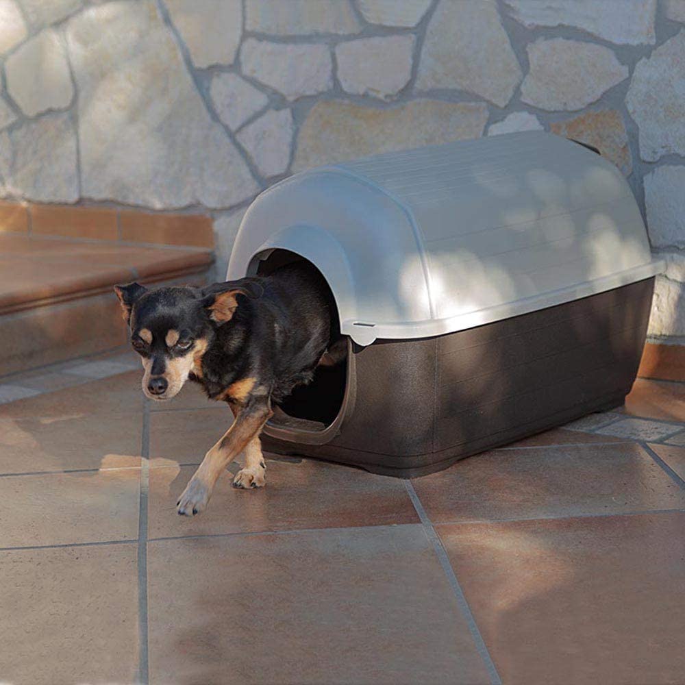  Ferplast Caseta de Exterior para Perros Kenny Mini, Resina termoplástica Resistente a los Golpes y a los Rayos UV, Sistema de Drenaje de líquidos, Rejilla de ventilación, 40 x 66 x h 40 cm 