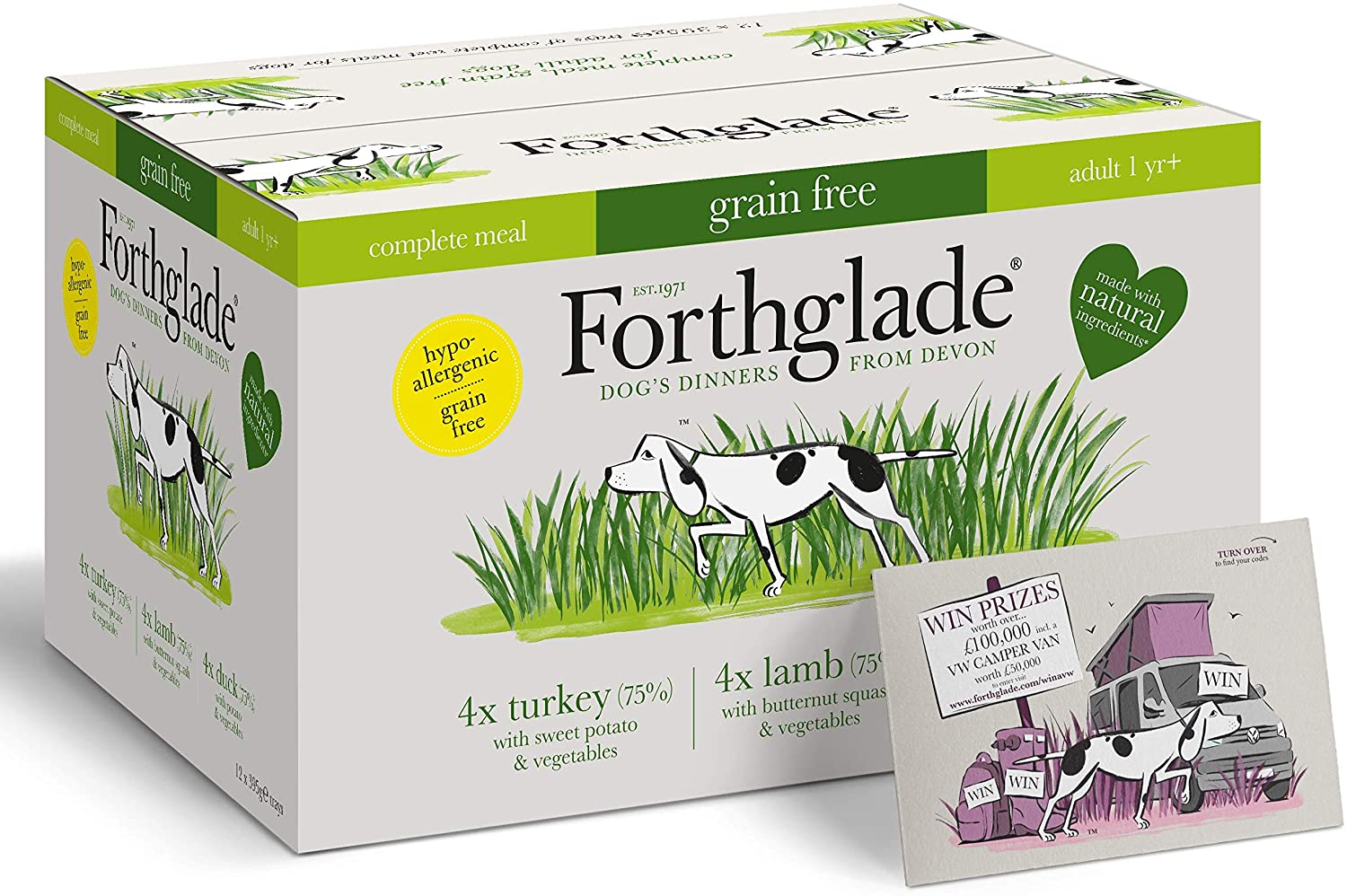  Forthglade Comida para Perros 100% Natural, sin Cereales, Paquete Completo de Comida húmeda para Perros, 395 g, Paquete de 12 