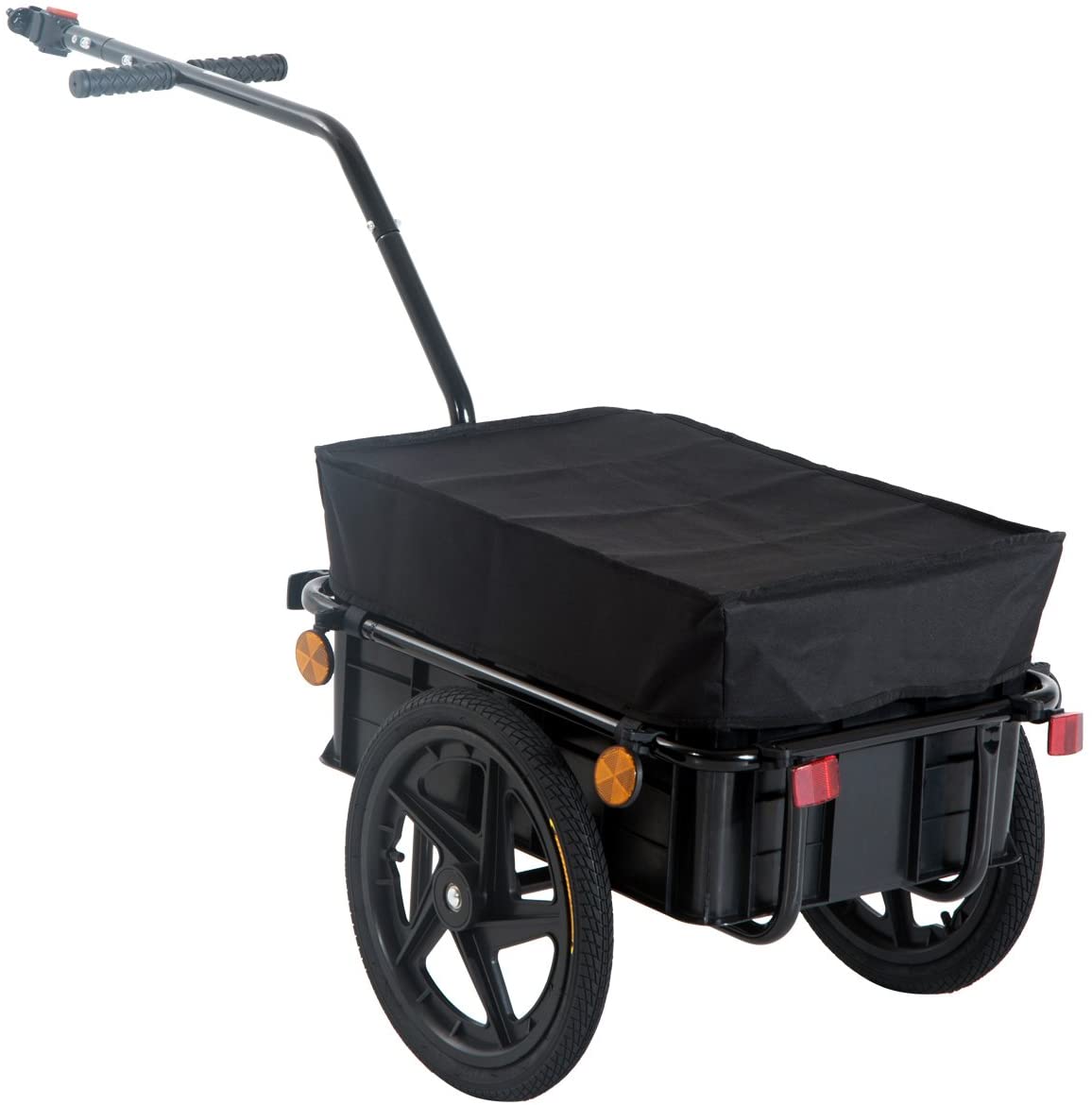  HOMCOM Remolque de Bicicleta para Carga 40kg Equipaje Reflectores y Asas Negro 