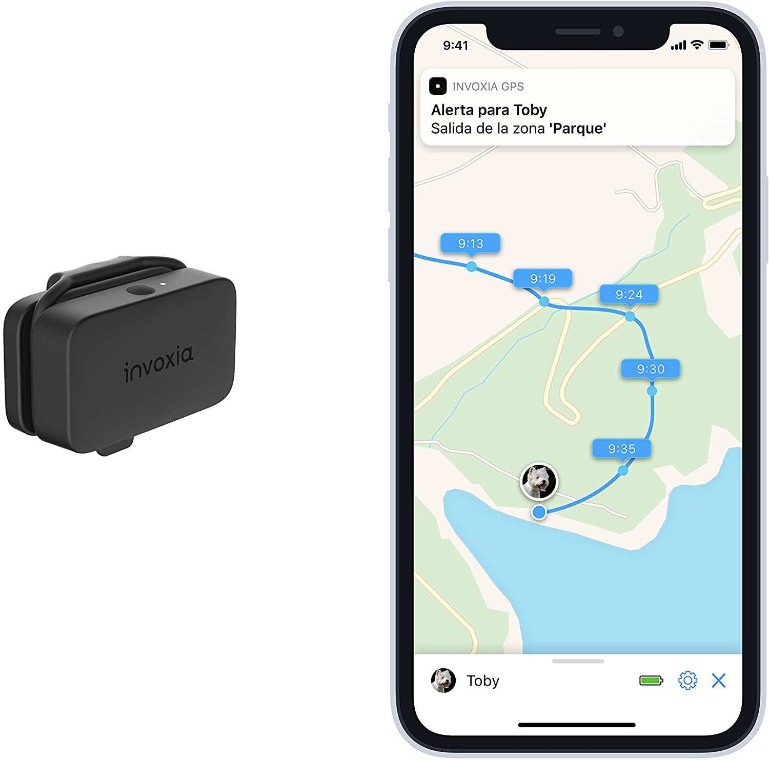  Invoxia Pet Tracker - Rastreador de GPS para gatos y perros con seguimiento de actividad, incluido ABO - Batería de larga duración - Ligero y pequeño 