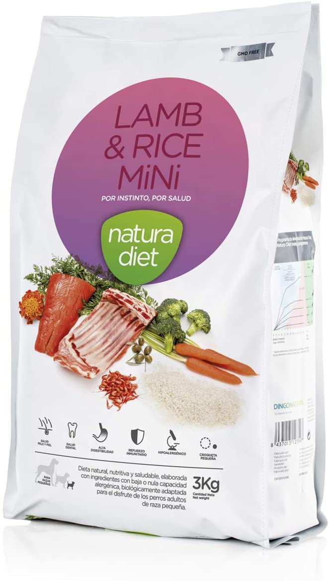  Natura Diet Comida Seca para Perros Cordero y Arroz Razas Mini - 3000 gr 