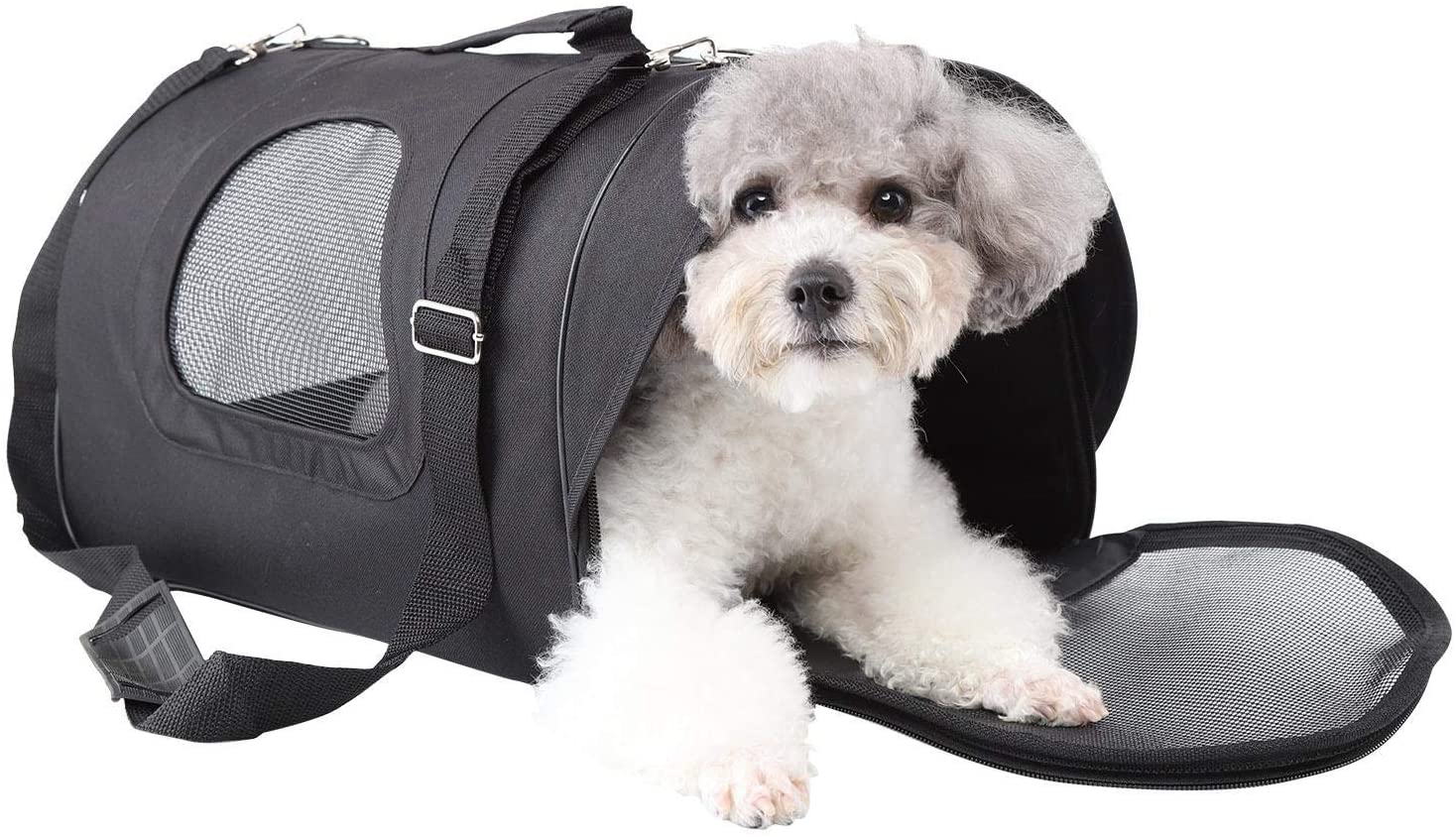  Nobleza - Bolso Transportín de Viaje Plegable para Perros y Gatos, Tela Oxford, Color Negro, Talla L, (45 * 28 * 29) cm 