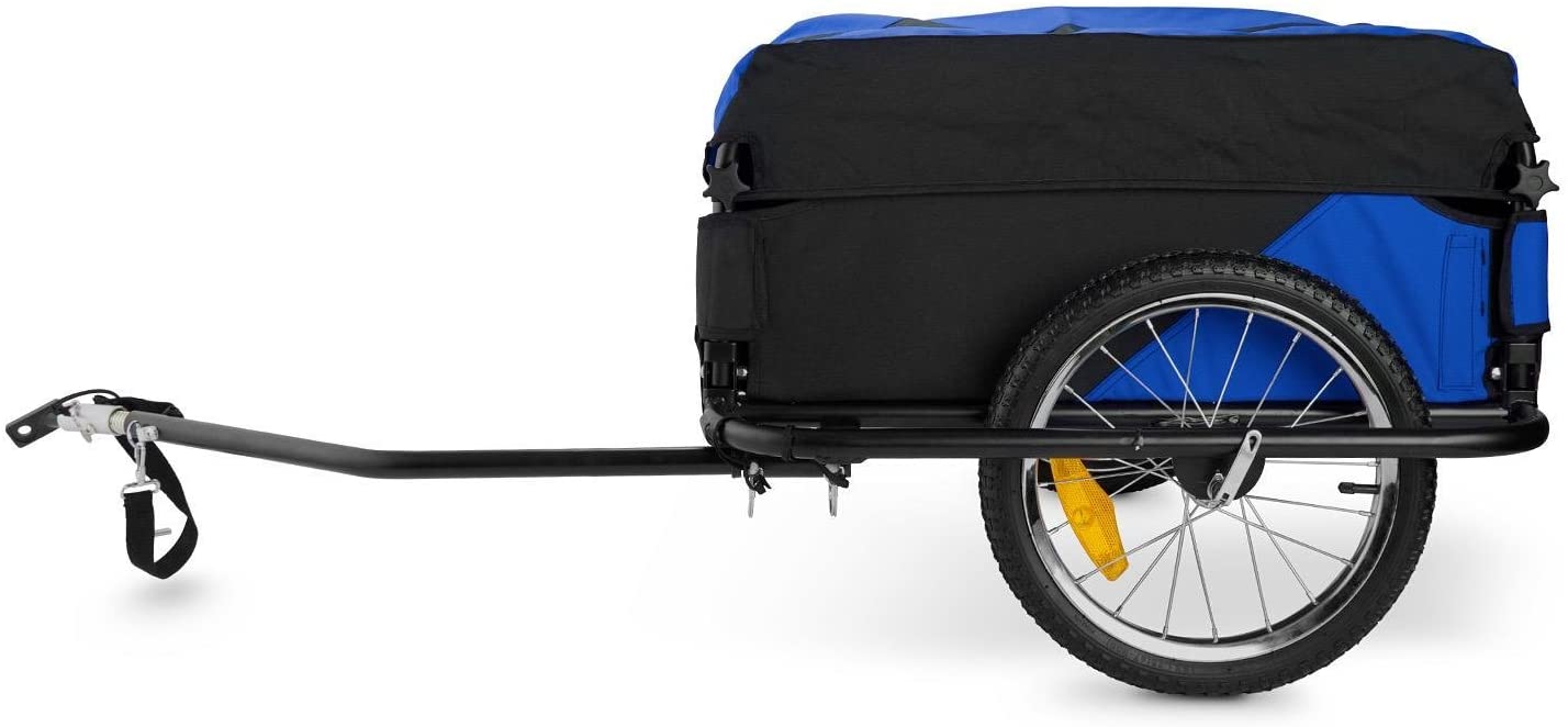  Oneconcept Mountee Remolque de Carga para Bicicletas Desmontable (Capacidad 130l, Carga Peso 60kg, Bastidor Acero, Acoplamiento Fijo, neumáticos de 16", Llantas de Acero, Estructura Nailon) 