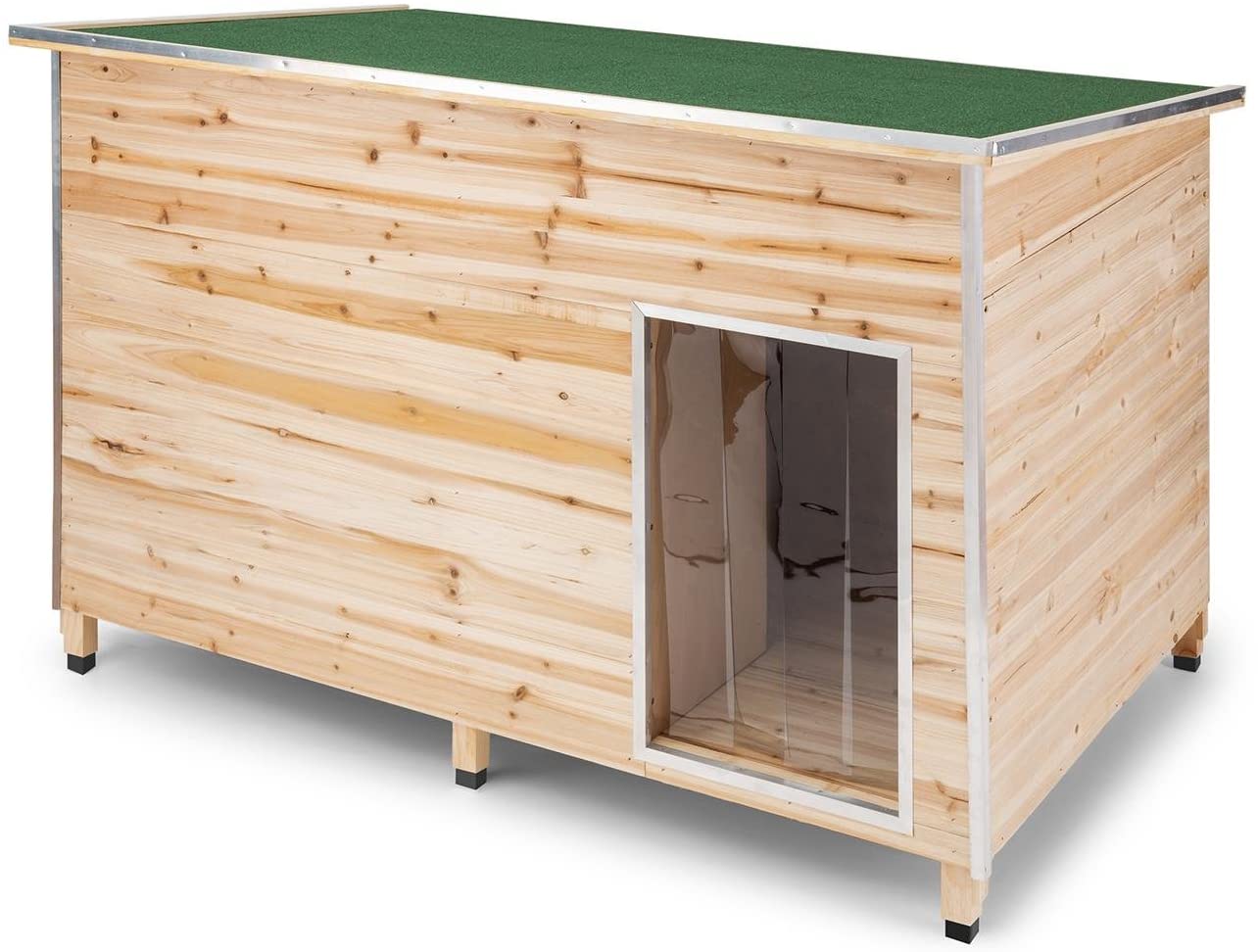  Oneconcept Schloss 90 Edition Tamaño L - Casa de Mascotas para Patio, Caseta para Perro, Resistente a la Intemperie, Madera con Aislante, Medidas 90 x120 x 90 cm, Madera de Pino 