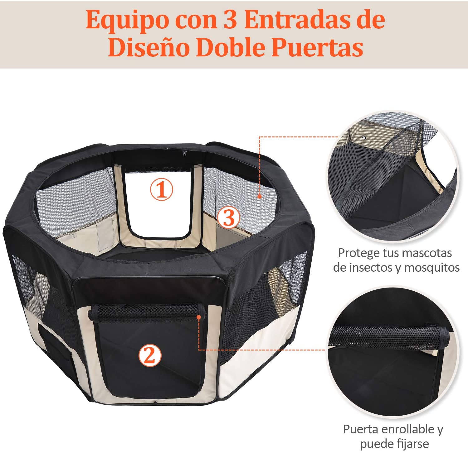  Pawhut Parque Mascotas Plegable 2 Puertas Juego Entrenamiento Dormitorio Perro Cachorros 