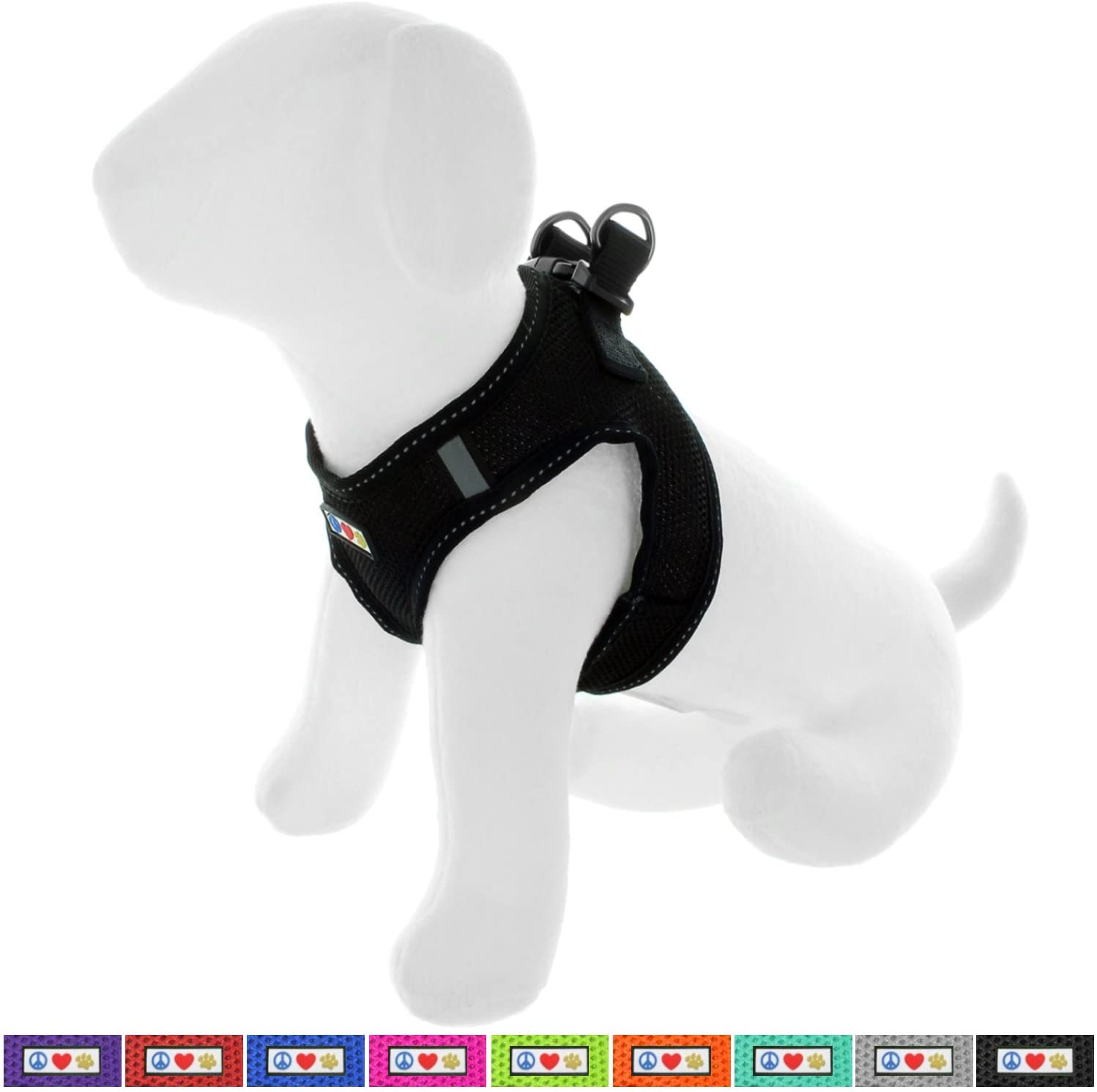  Pawtitas Arnes de Tela Antitirones Perro y Cachorros, Chaleco Acolchado para Mayor Comodidad, diseño Resistente, Ajustable y Transpirable Pequeño Negro 