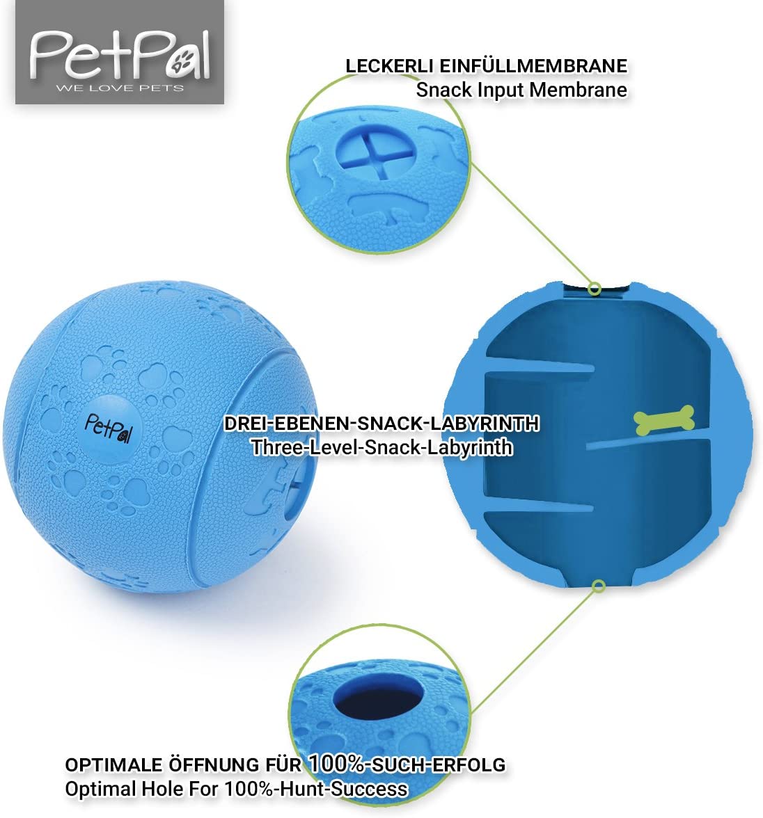  PetPäl Pelota de Caucho Natural para Perros 