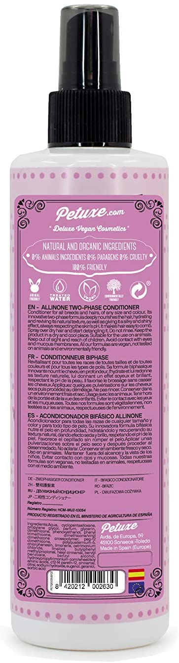  Petuxe Acondicionador bifásico Perros, Vegano, Todo Tipo de Pelo, 300 ml 