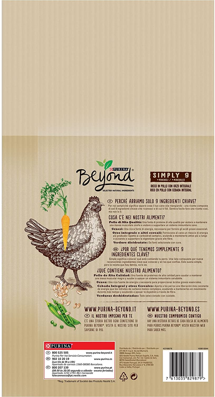  Purina Beyond Pienso Natural para Perro Adulto Pollo y Cebada Integral 7,5 Kg 