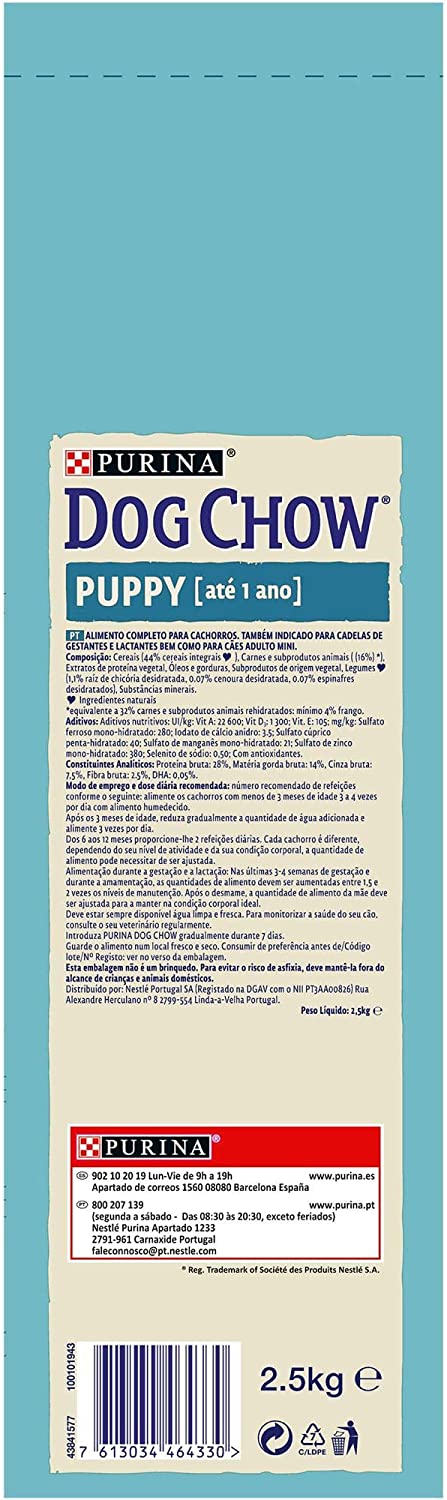  Purina Dog Chow Puppy para Perro Cachorro Pollo 4 x 2,5 Kg 