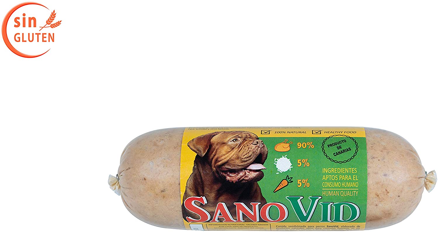  SanoVid Comida húmeda para Perros Pollo, Arroz & Zanahoria 100% Natural, 90% Carne de Pollo (1 Caja, 20x600g) 