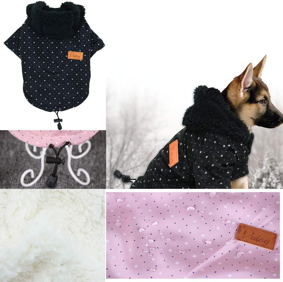  Tineer Pet Puppy Little Star Coat, Perro de Mascota Cálido Invierno Ropa Cachorro Suéter Ropa Ropa para Perros (XL, Negro) 