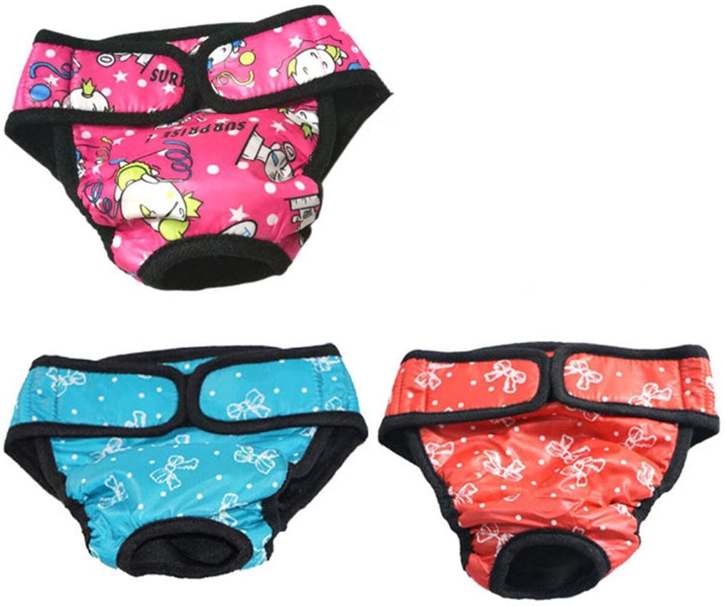  UEETEK Pañales para Perro Sanitarios Fisiológicas Bragas Lavable Pantalones de pañales para Perro Mascotas - 3 Piezas 