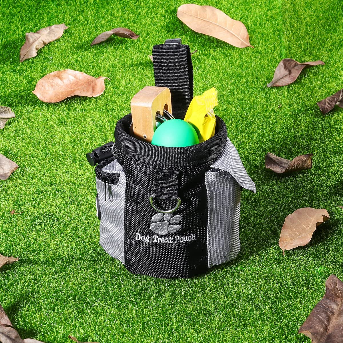  UEETEK Perro tratamiento de cintura bolsa bolso manos libre mascota perro entrenamiento alimentos bolsa de cintura con dispensador de bolsa caca incorporada 