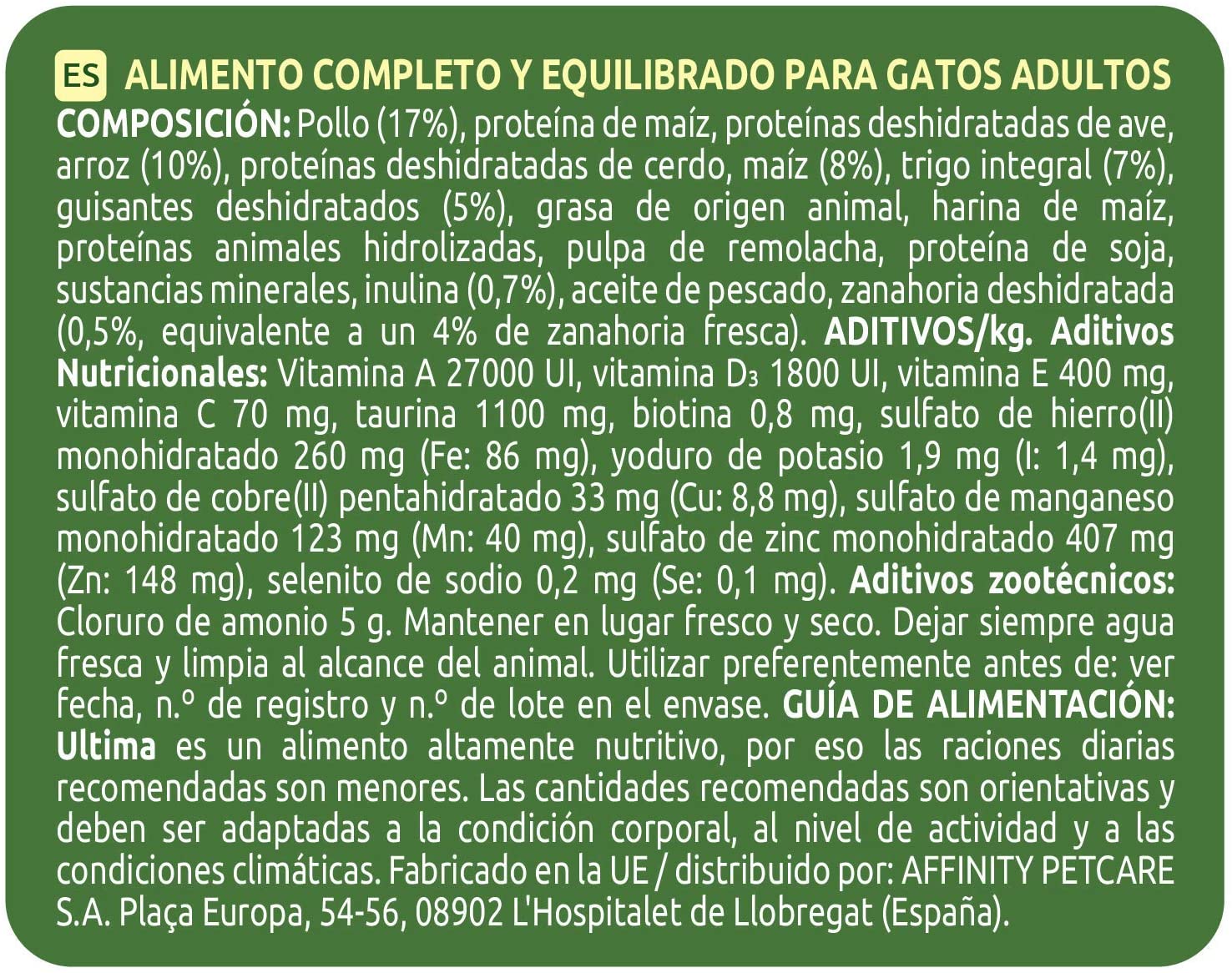  Ultima Pienso para Gatos con Pollo - 1.5 kg 