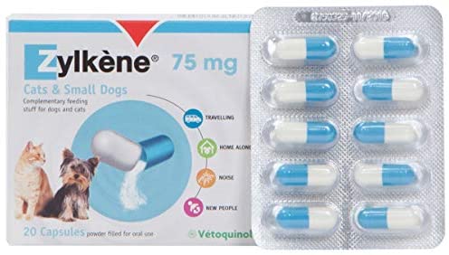  Vetoquinol Zylkene Cápsulas para Gatos y Perros pequeños, 75 MG, 20 Unidades 