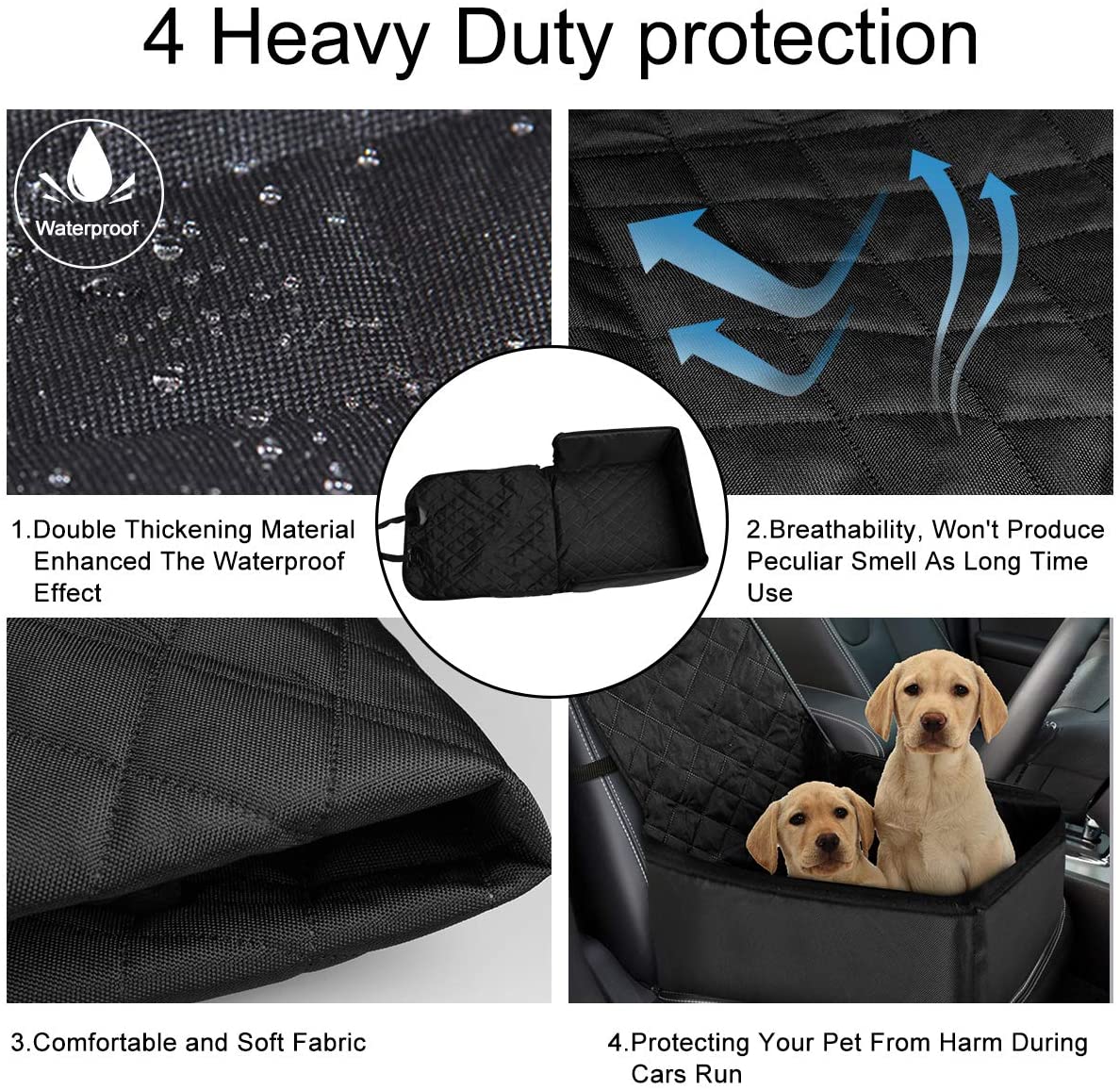  Zaeel Cubierta Asiento Coche Perro, Protector de Asiento de Coche para Mascota 2 en 1 Funda Impermeable con Doble Cremallera Cubierta de Protección del Perro para Mascotas y Viajes 