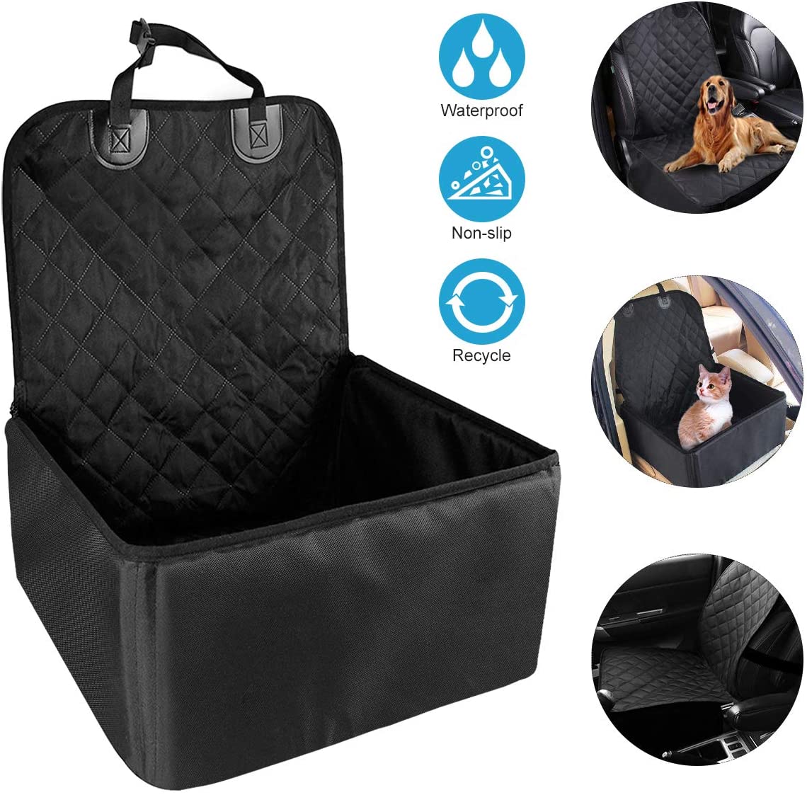  Zaeel Cubierta Asiento Coche Perro, Protector de Asiento de Coche para Mascota 2 en 1 Funda Impermeable con Doble Cremallera Cubierta de Protección del Perro para Mascotas y Viajes 