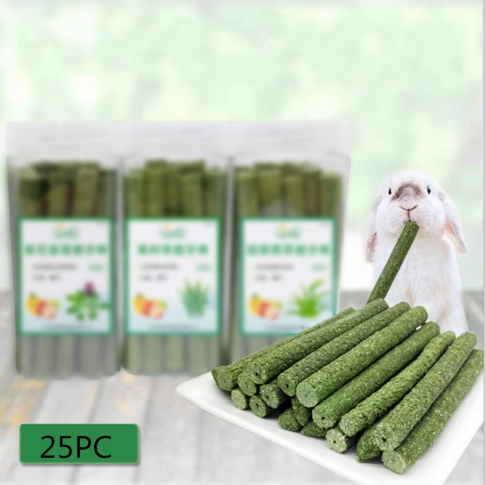  25pcs Natural Timothy Hay Grass Stick Molar Varilla Mascotas Snacks Juguetes para Conejitos Hamsters Conejillo de Indias Chinchillas Ardilla (Timothy Hay) 