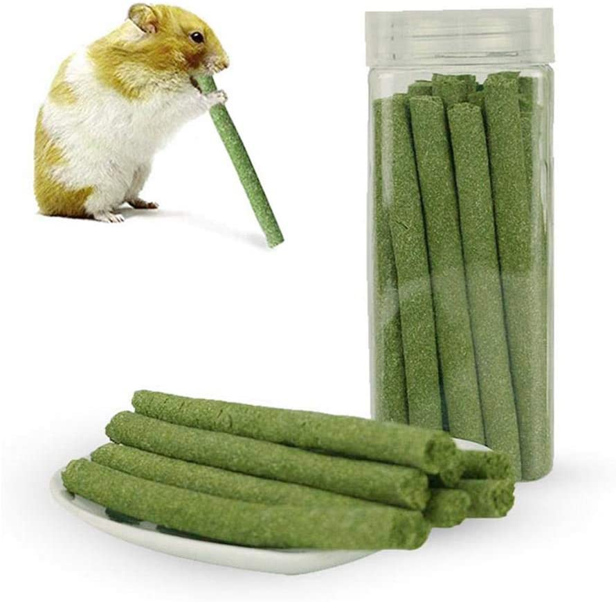  25pcs Natural Timothy Hay Grass Stick Molar Varilla Mascotas Snacks Juguetes para Conejitos Hamsters Conejillo de Indias Chinchillas Ardilla (Timothy Hay) 