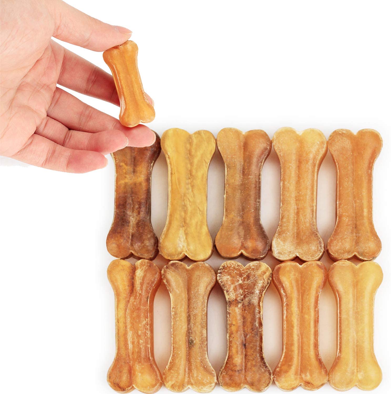  4 Pcs Hueso Prensado para Perros Piel Vacuno Fortalecedor de Dientes Stick Dental Dog Snack 14cm BPS-5000*4 (4 Pcs) 