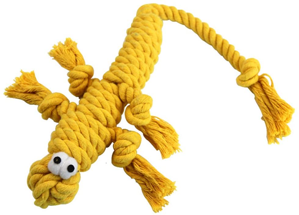  Accesorios para perro, cachorro de perro, lindo cuerda de algodón de cocodrilo molar resistente a mordiscos, juguete para masticar, color azul amarillo 