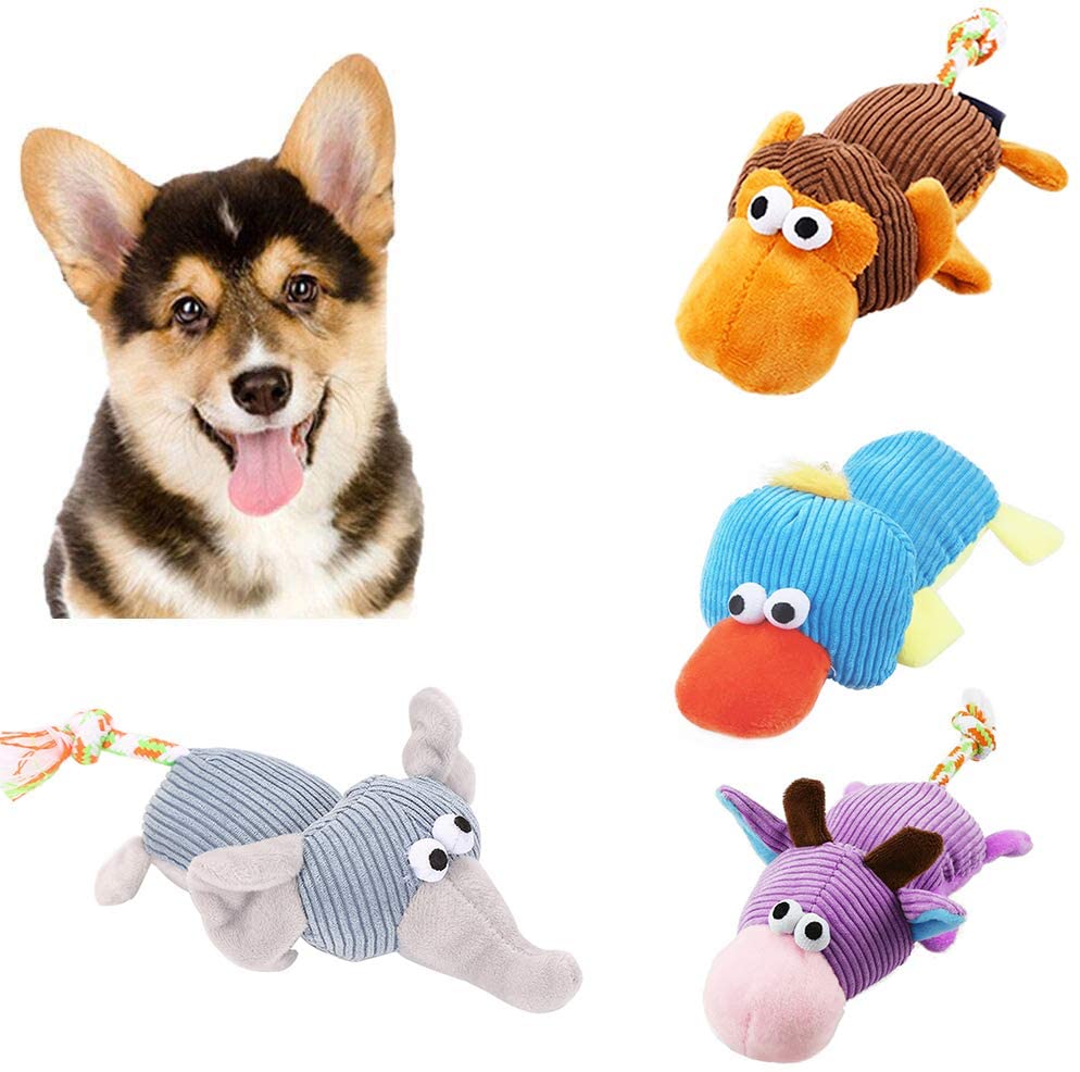  Accesorios para perro, de pana con elefante, mono, pato, sonido, chirriante, juguete de limpieza para perros, morado. marrón 