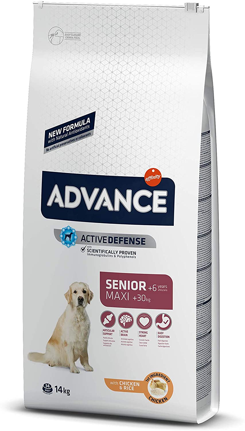  Advance Maxi Pienso para Perros Senior De Razas Grandes-12 Kg, 14 kg 