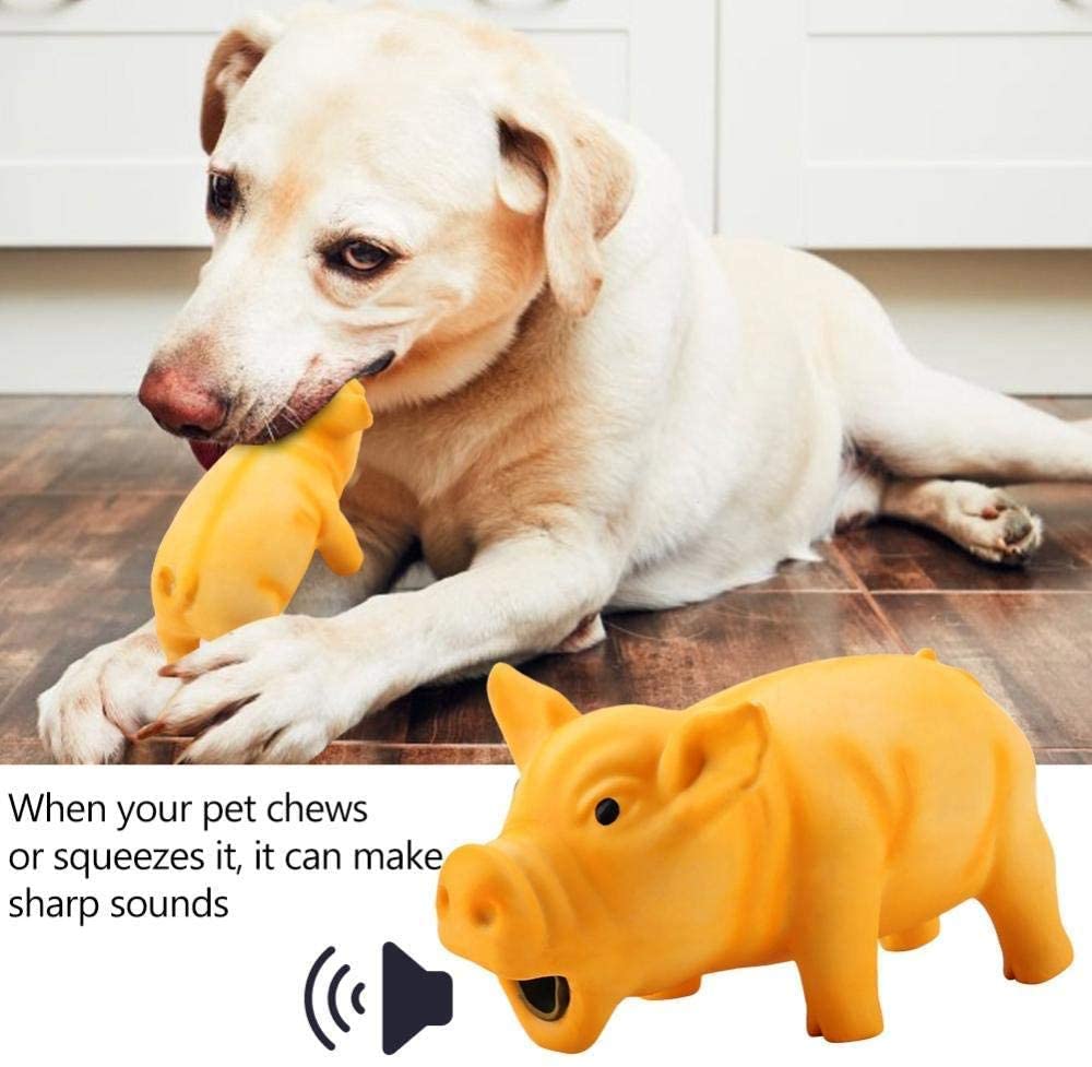  Armba Pig Soft Screaming Relieve Stress Tool Dog Squeak Puppy Training Pet Chew Toys, Juguetes para Perros, Juguetes vocales de látex, respiraderos Divertidos, (Yelloer) 