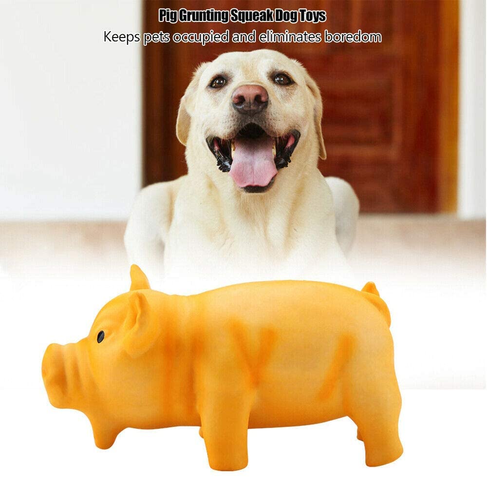  Armba Pig Soft Screaming Relieve Stress Tool Dog Squeak Puppy Training Pet Chew Toys, Juguetes para Perros, Juguetes vocales de látex, respiraderos Divertidos, (Yelloer) 