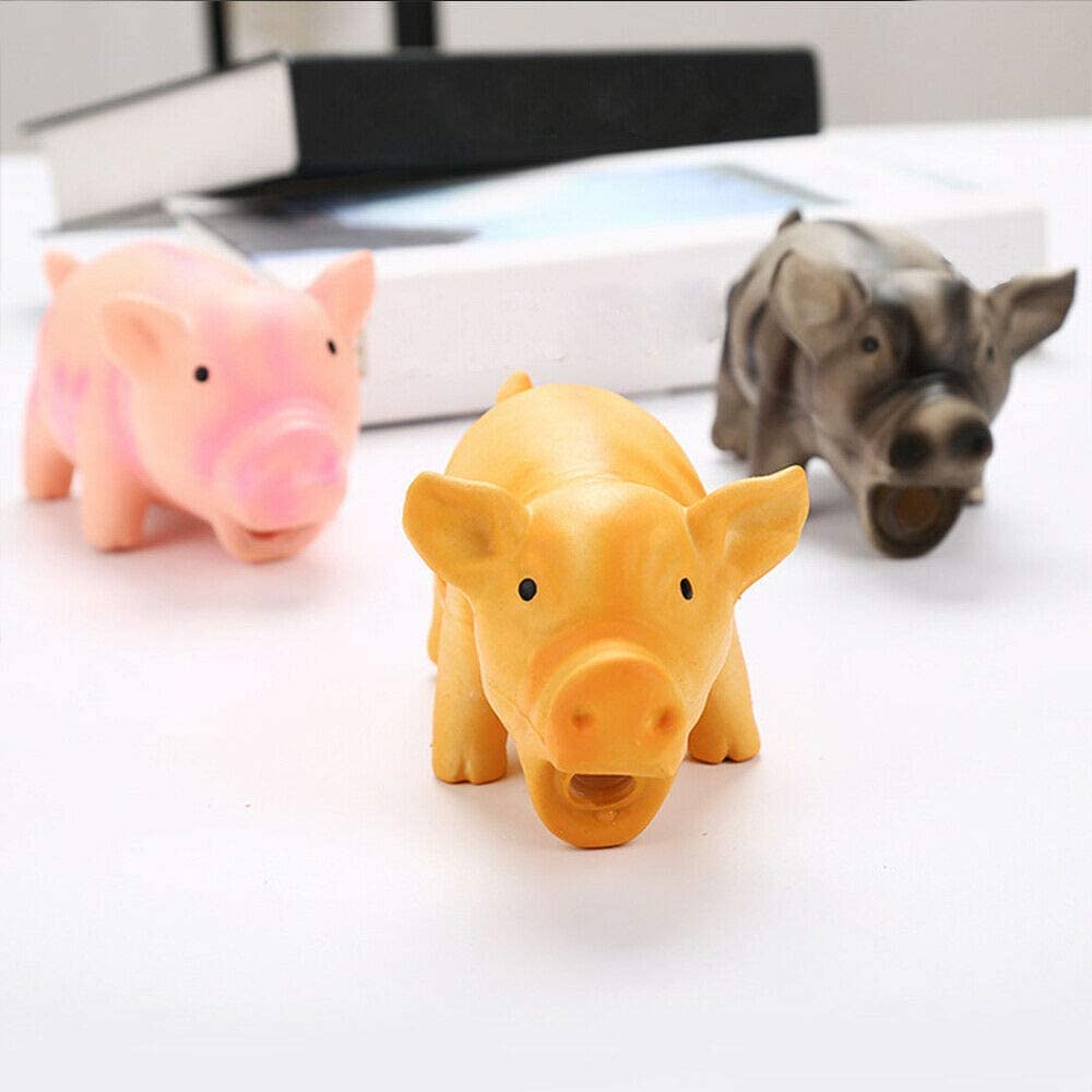  Armba Pig Soft Screaming Relieve Stress Tool Dog Squeak Puppy Training Pet Chew Toys, Juguetes para Perros, Juguetes vocales de látex, respiraderos Divertidos, (Yelloer) 