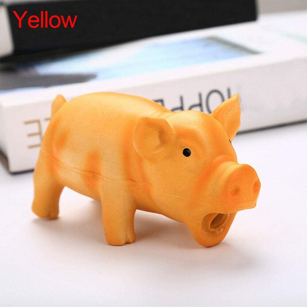  Armba Pig Soft Screaming Relieve Stress Tool Dog Squeak Puppy Training Pet Chew Toys, Juguetes para Perros, Juguetes vocales de látex, respiraderos Divertidos, (Yelloer) 