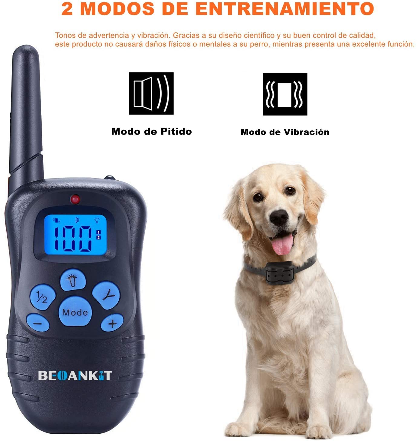  Beoankit Collar De Adiestramiento para Perros-Rango Remoto de 300 metros-Recargable-IPX67-Pitido De Alerta Y Modo De Vibración 